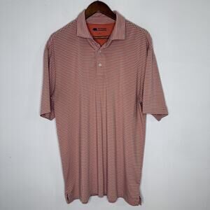 Onward Reserve Polo Shirt Mens Large Orange Stripe Stretch Golf Performance